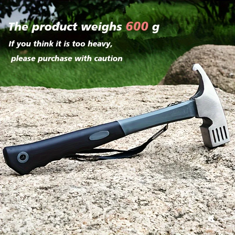 With Stake Puller and Rope Tightener Ideal for Outdoor Adventures and Home Camping Gear Multipurpose Steel Camping Hammer