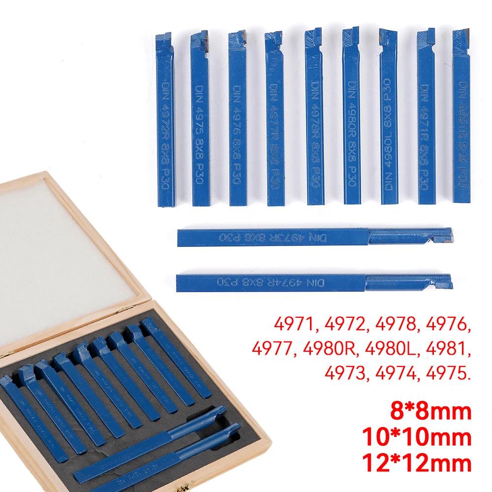 11Pcs/Set P30 8/10/12mm Carbide Tip Cutting Turning Boring Bit Mini Metal Lathe Tool Set Carbide For Metal Working Lathe Thread