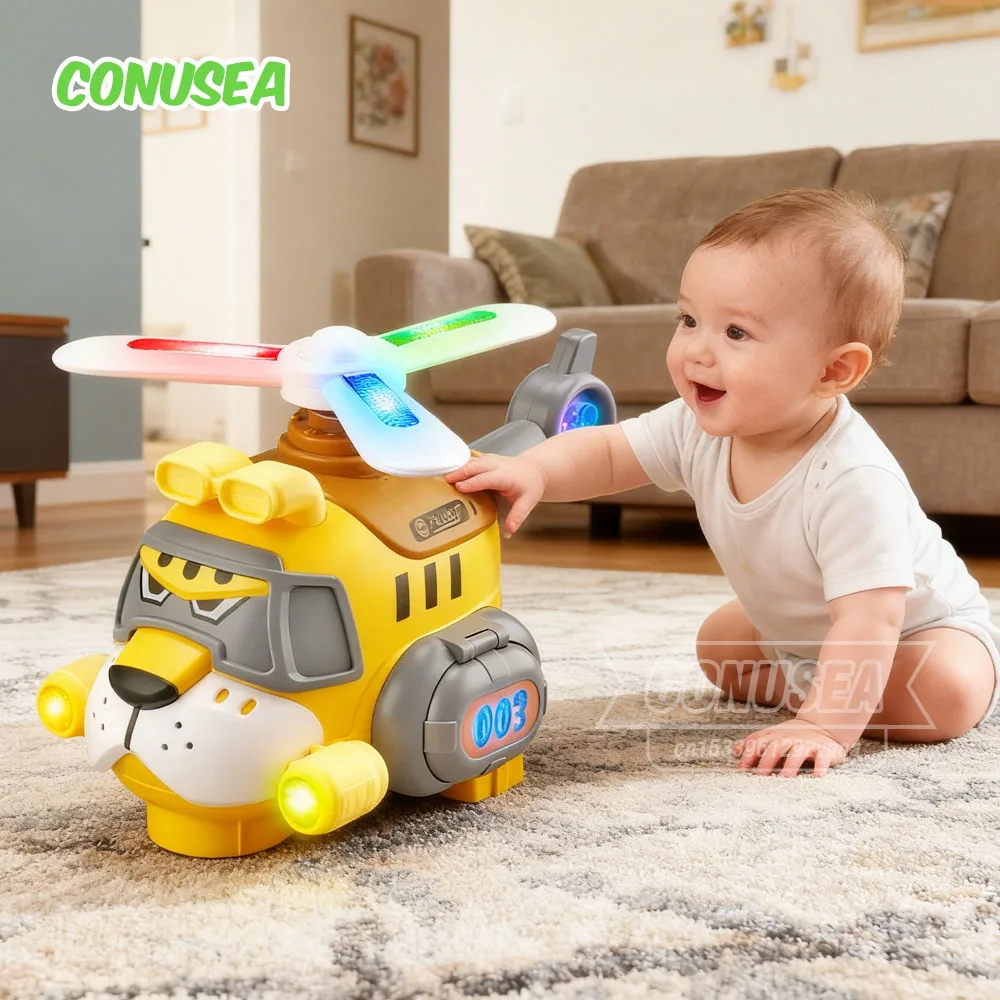 Bebê avião elétrico aeronaves brinquedos carro universal dos desenhos animados tigre avião brinquedo com luzes música crianças tráfego brinquedo presente de natal