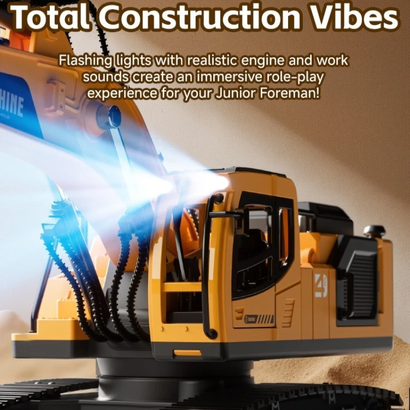 4d rc escavadeira caminhão liga engenharia carro simulado spray som iluminação rotação crianças carro de brinquedo crianças brinquedos menino presente aniversário