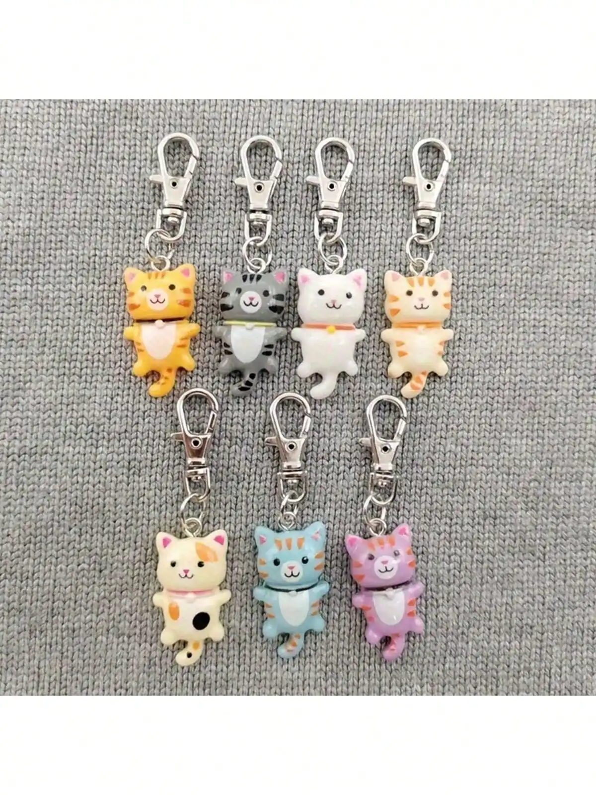 7pcs Cat Keychain For Men And Women Cartoon Accessories Durable Keyring With Lobster Clasp Decorative Gift For Bags Car Keys - AliExpress 36 - Image 2