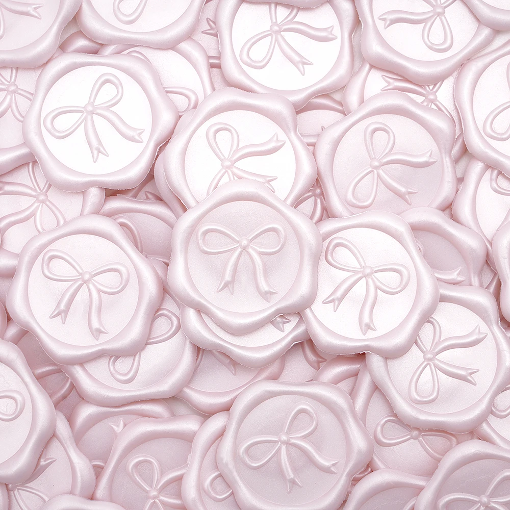 3D Bow Wax Seal Stickers - 10Pcs Elegant Pink Self-Adhesive Seals, Perfect for Wedding Invitations, Envelopes, Gift Wrapping
