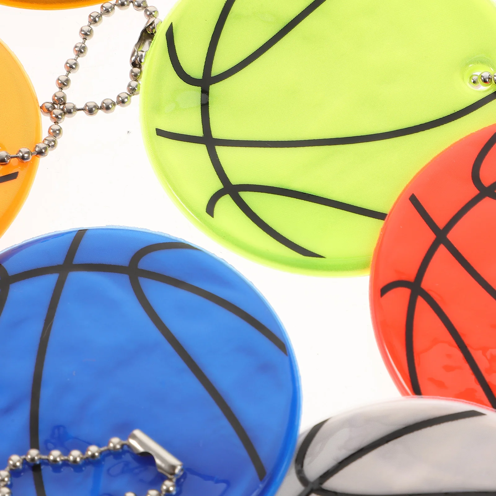 

8pcs Reflective Basketball Glow In The Dark Pendant Keychain Reflector Ball Chain Keychain For Backpacks Bicycles Night Sports