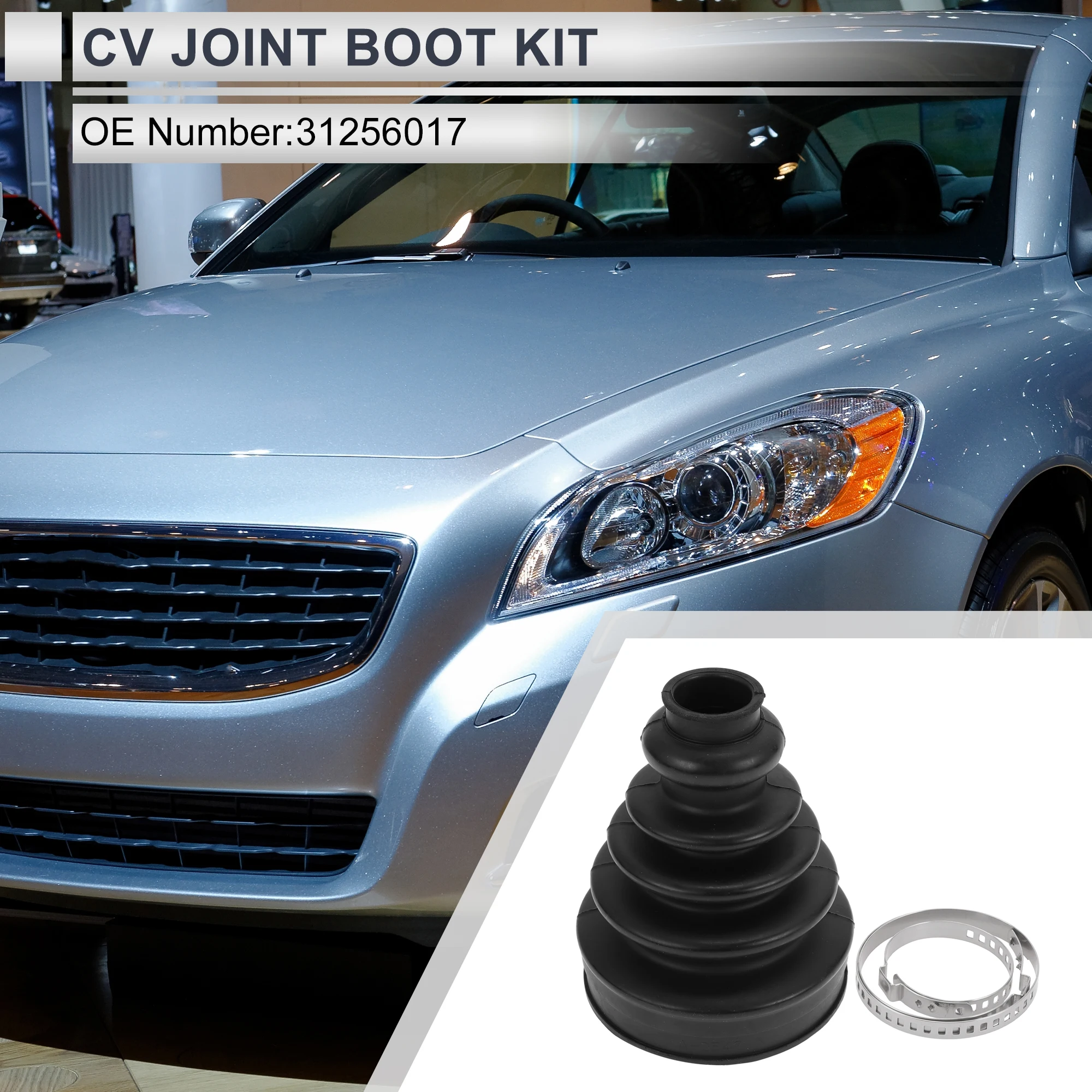 

X Autohaux No.31256017 Inner CV Joint Boot Kit with Clamps for Volvo C30 2007-2013 for Volvo C70 2006-2013 for Volvo V50 2004