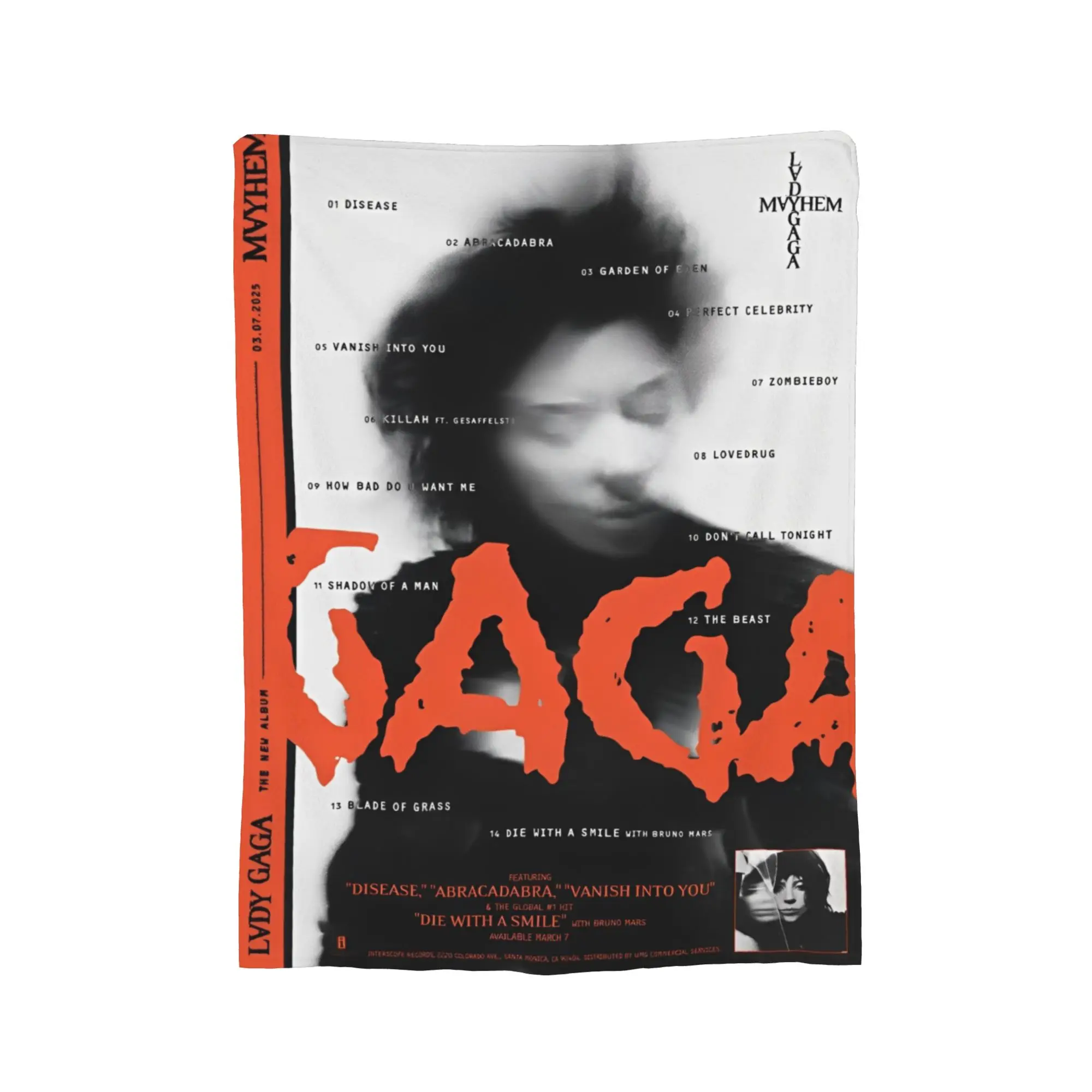 Customize Lady Gaga Mayhem 2025 Album Print Blanket For Men Women Warm Cozy Fluffy  Throw Blankets for Bed 50x60 Inches Multiple