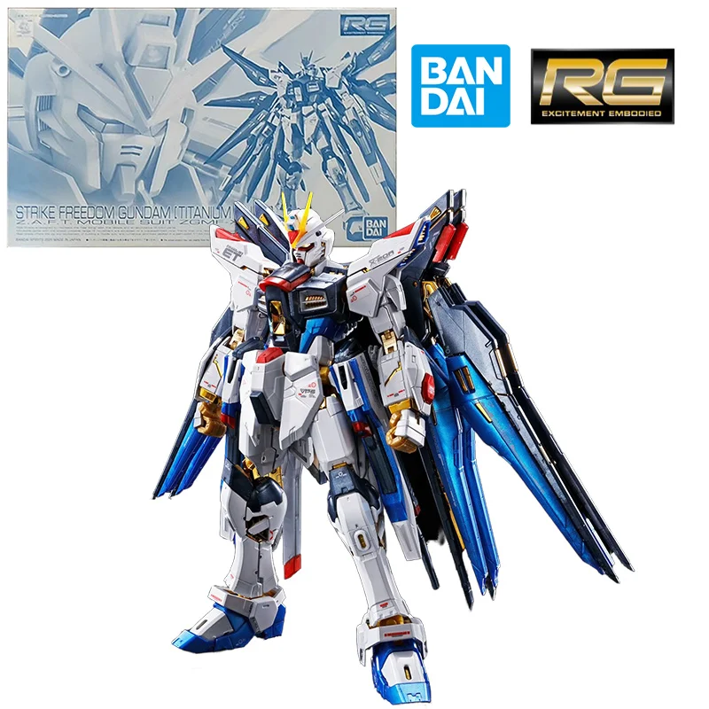 

Bandai PB RG Strike Freedom Gundam Titanium Finish 1/144 14Cm Original Action Figure Model Kit Assemble Toy Gift Collection