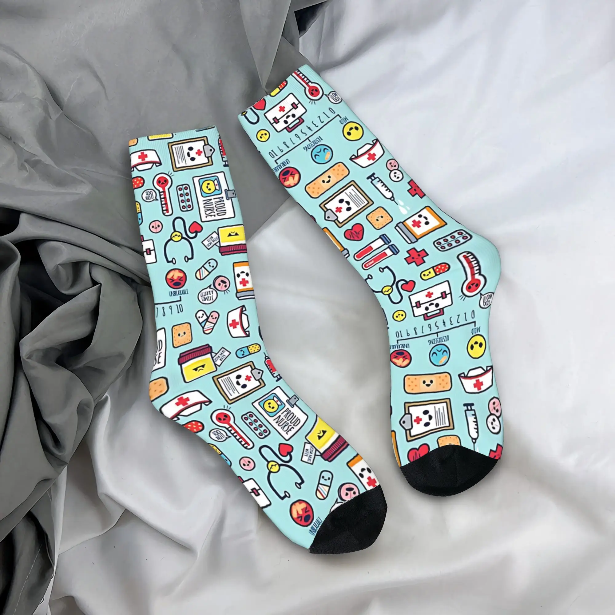 

Proud To Be a Nurse Surface Pattern Blue Stockings Adults Men Socks Soft Breathable Modern Socks Autumn Running Anti Slip Socks