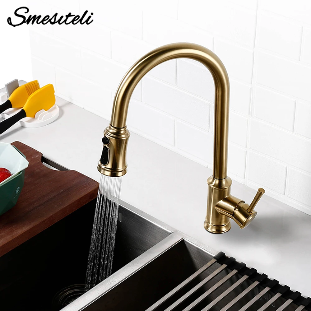 

Touch Sensor Kitchen Faucet Smart Control Mixer Tap Pull Out Sprayer Single Handle Hot Cold Deck Mount Water Tap