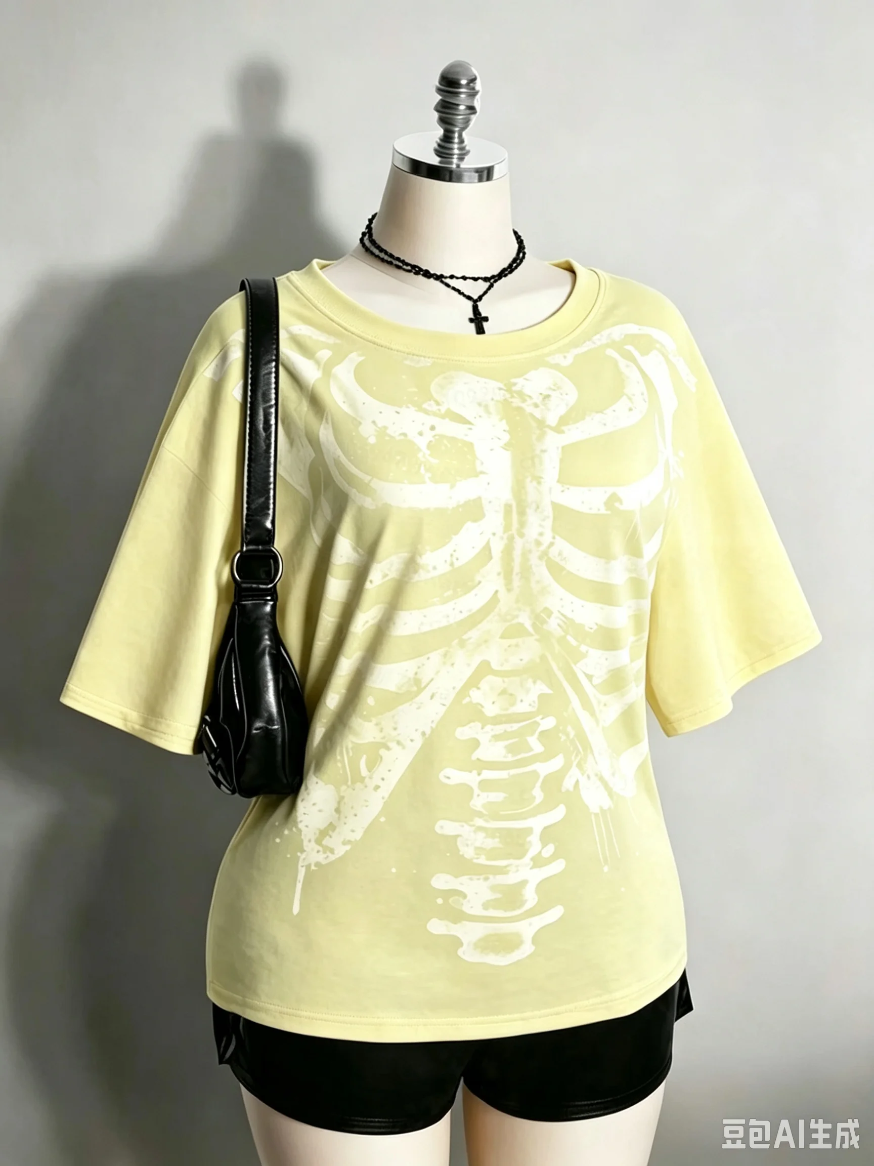 2026 Damen Halloween Skelett Brustkorb Grafik T-Shirt Y2k Alt Goth Punk Distressed Totenkopf Knochen Print Kurzarm Herren T-Shirts – Detail 9