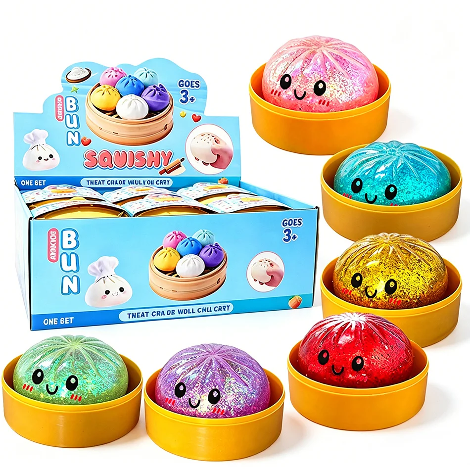 Jouet Squishy en forme de boulette avec boîte vapeur, jouet anti-stress à rebond, boule sensorielle anti-stress, jouets en boîte surprise de célébrités d'Internet
