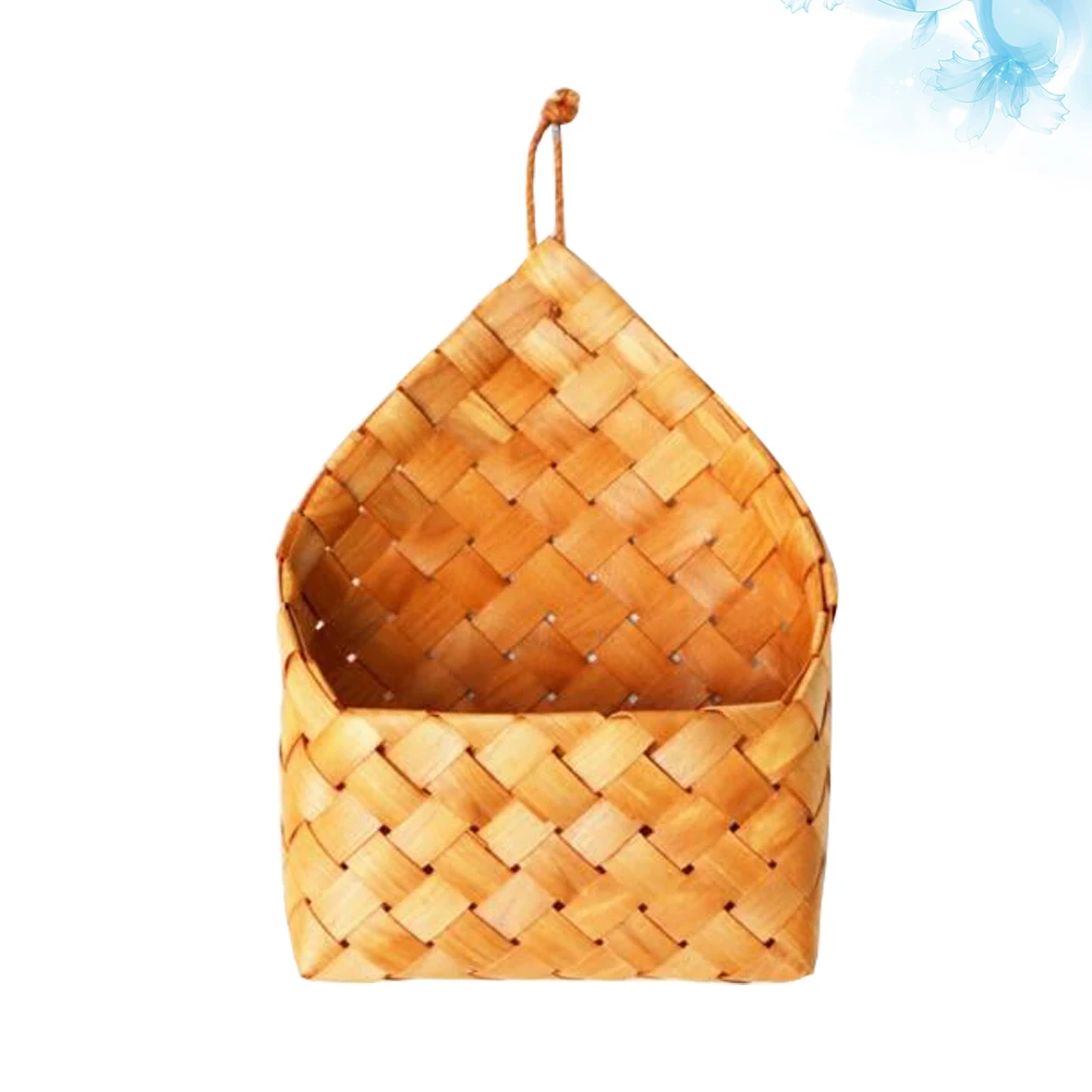 

Hanging Wall Mounted Wood Basket For Home Bedroom Office Weaving Storage Container Household Finishing Basket Wall