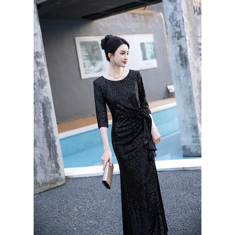 

Элегантное вечернее платье Ele Bla с пайетками для женщин, новинка 2024 года, высококачественное, с эффектом хвоста русалки, бальное платье для свадьбы, вечеринки, выступлений