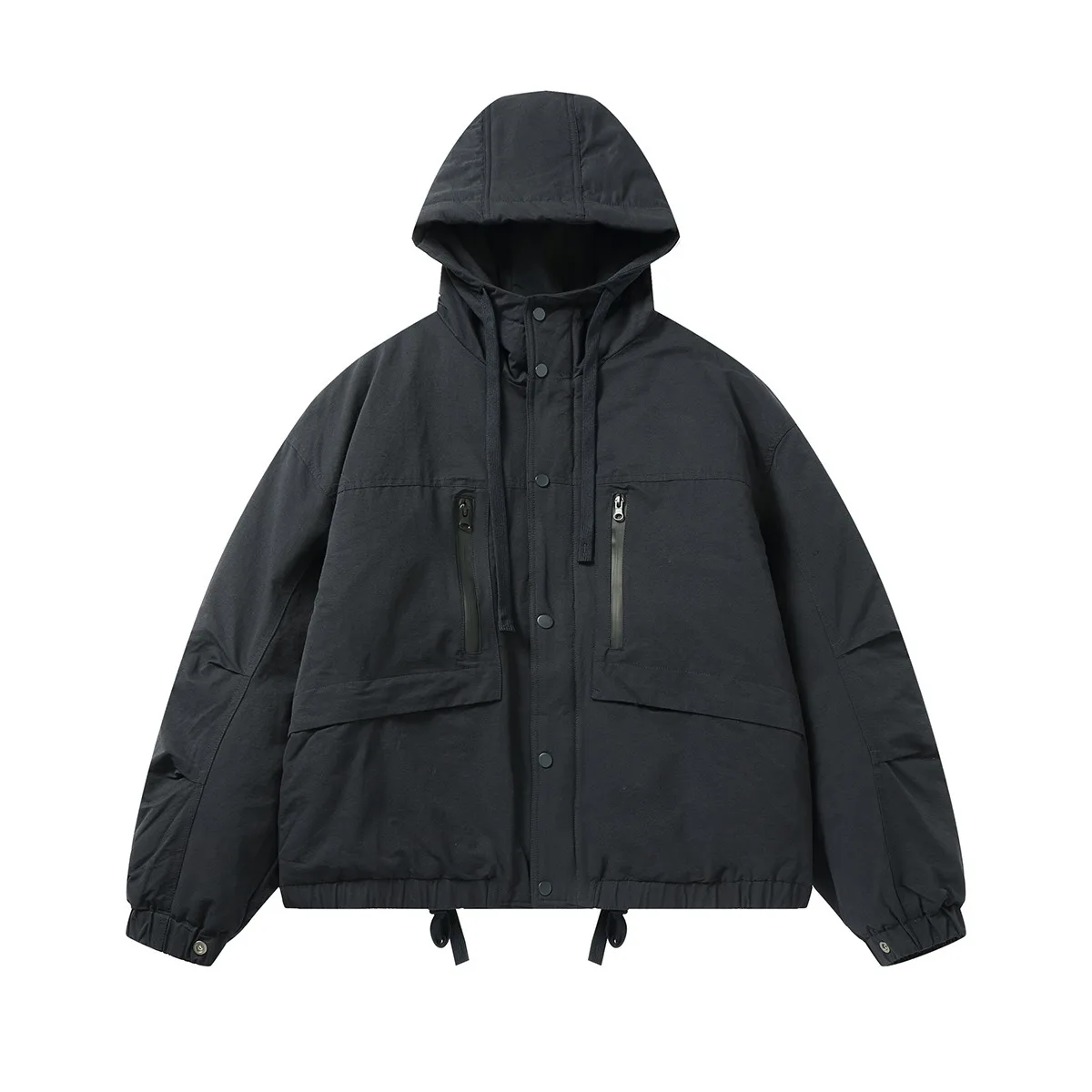 Japanese Retro American Fashion Brand 2025 Winter Men's and Women's Solid Color Hooded Cotton Jacket Warm and Thick Cotton Coat