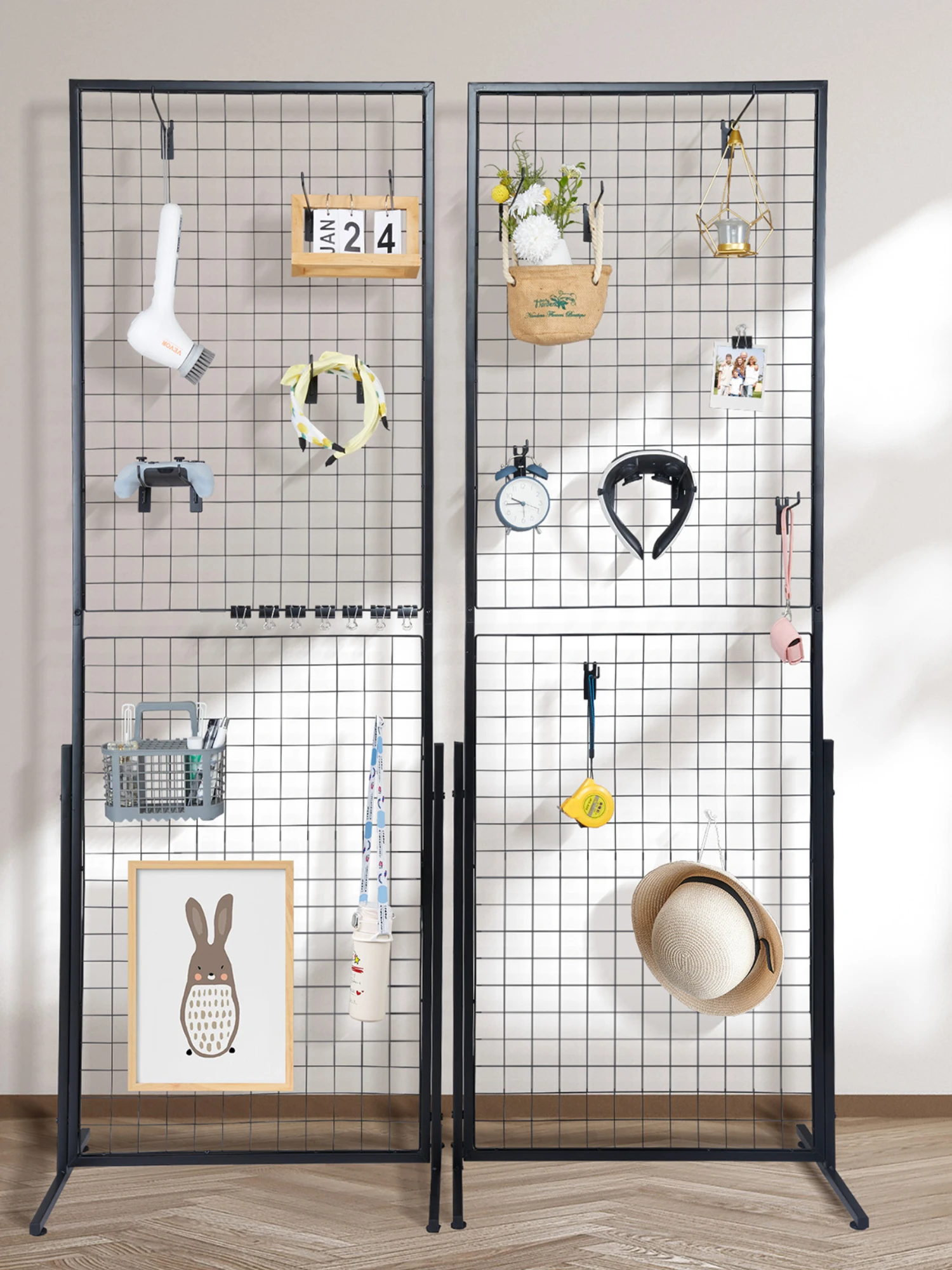 SucceBuy Panneaux muraux à grille Tour Wire Gridwall Présentoirs Panneaux muraux à grille double face pour spectacles d'artisanat d'art Boutique de détail avec crochets