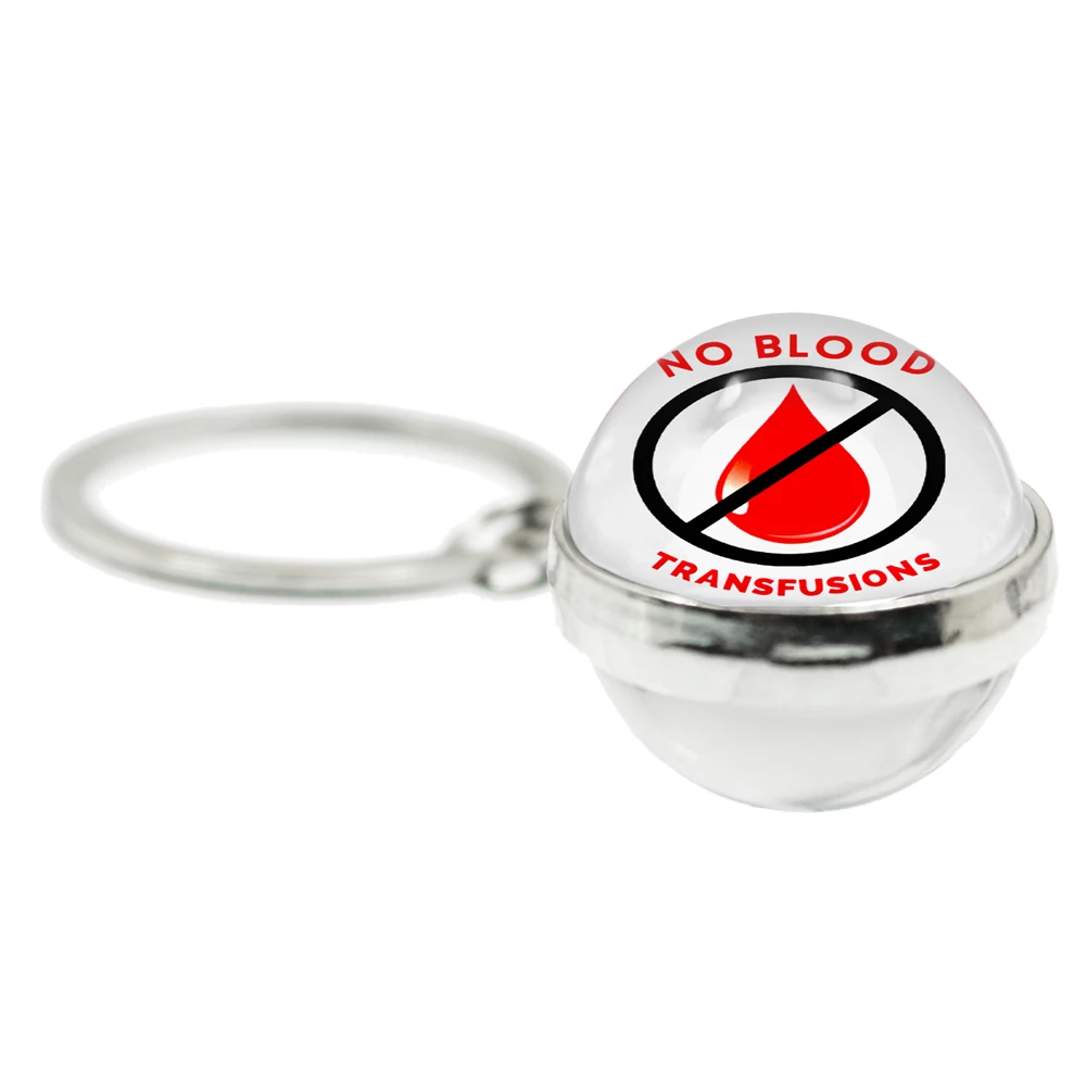 JW. Keep Calm and No Blood Key Chain Jehovah\'s Witnesses Charms 20mm Glass Cabochon Double-Sided Keychain Glass Jewelry Gift