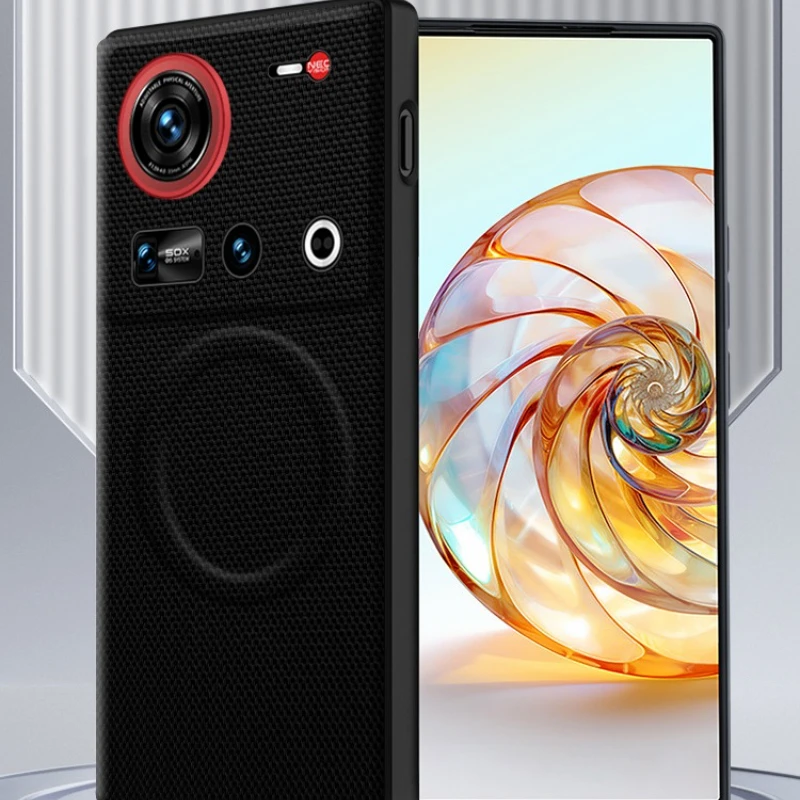 สําหรับ ZTE Nubia Z70 Ultra,Z70s Ultra กรณี ELVEV แม่เหล็กหรูหรารูปแบบคาร์บอนไฟเบอร์หนัง Anti-Fall เปลือกชาร์จไร้สาย