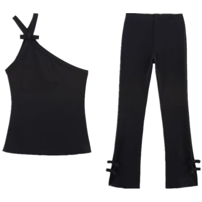 

Лето 2022, женская удобная эластичная асимметричная верхняя часть с узлом, облегающая модная рабочая одежда, студенческая orm