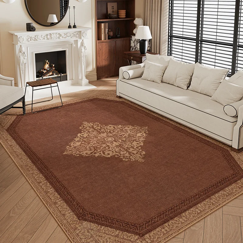 American Style Living Room Red Carpet Minimalist Vintage Sofa Tea Table Floor Mat Retro Chinese Style Bedroom Carpet Rugs Mat