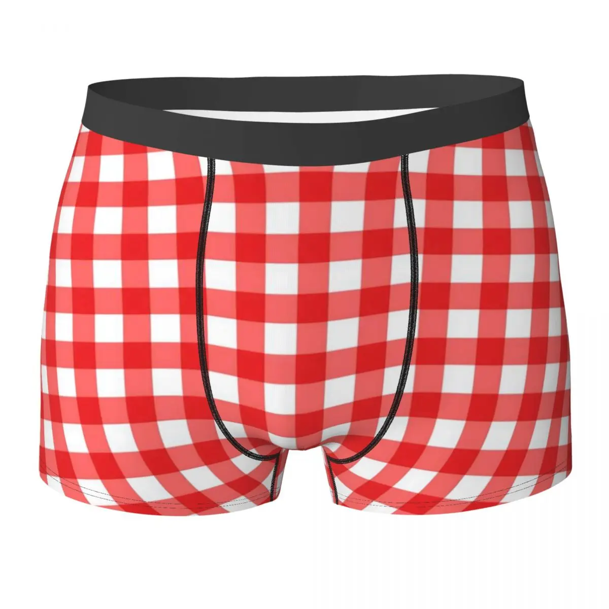 Gingham Check Print Underwear Red And White Printing Boxer Shorts Hot Men Underpants Classic Boxer Brief Birthday Gift