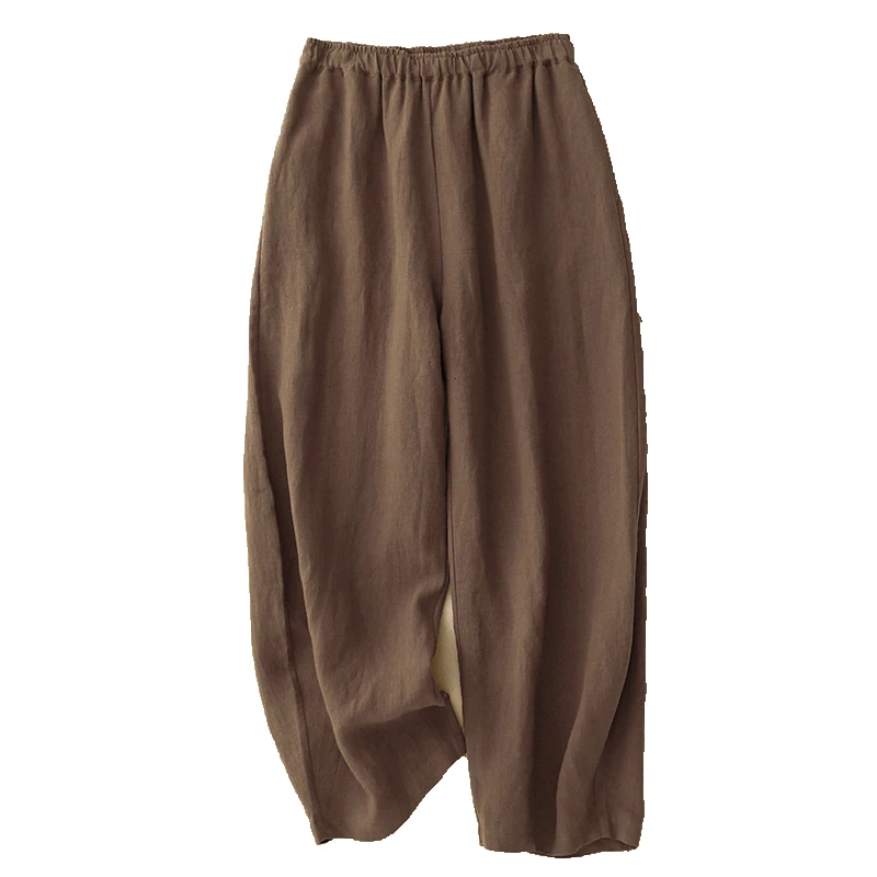 Comfortabele Han Han linnen broek elastische taille zomer woon-werkverkeer casual losse pasvorm damesbroek Harlan Sle l taille