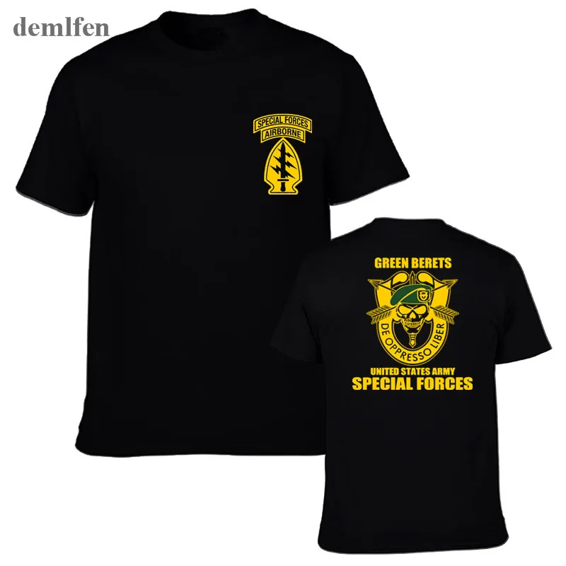 New Special Forces Group Airborne Military T-shirt Men's Cotton T Shirt Short Sleeve Novelty Funny Tops Tees