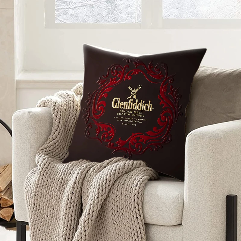 Pillowcase Throw Pillow Cushion Covers Home Living Room Sofa Couch Seat The Glenfiddich Whiskey brand logo Pillow cover Decor