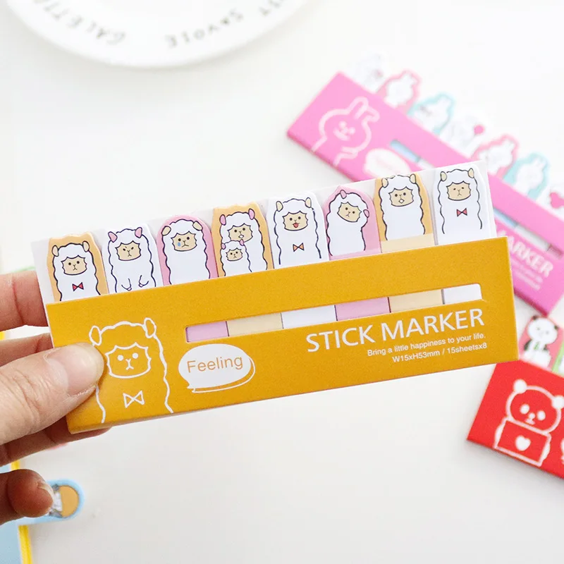 Stationery Cute Mini Animals 7 Rows of Sitting Sticky Notes Message Notes N Times Memo Pad