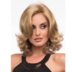 Wig new synthetic fiber wig female long curly hair split pear flower perm short hair fashion blonde dyed wig head cover