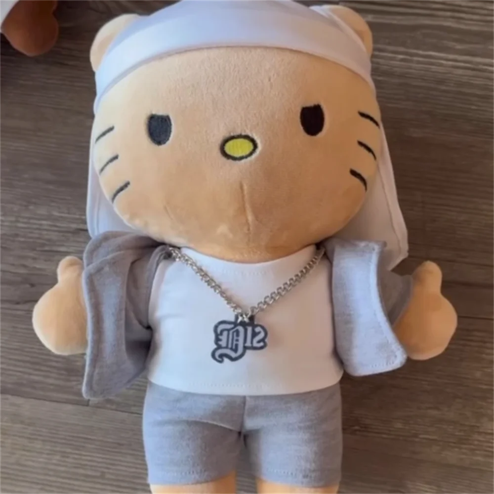 

Hello Selena Eminem Plush Doll White Hat Boy Figure Stuffed Toys Cute Cat Boys Girls Christmas Gift 24cm
