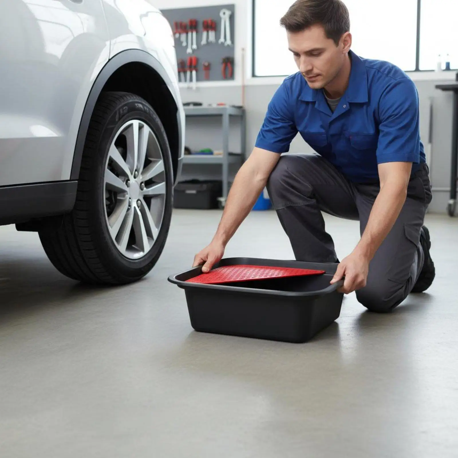 Oil Catch Basin Thickened Plastic Oil Change Tray with Debris Filter for Auto Parts Cleaning and Draining - view 6