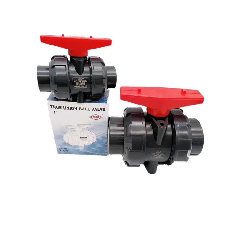 DFP brand UPVC chemical dark gray industrial double by order live ball valve