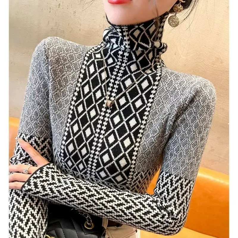 سترة ذات ياقة مدورة بتصميم عصري جديد رفيعة من الداخل وقمصان محبوكة عصرية #4