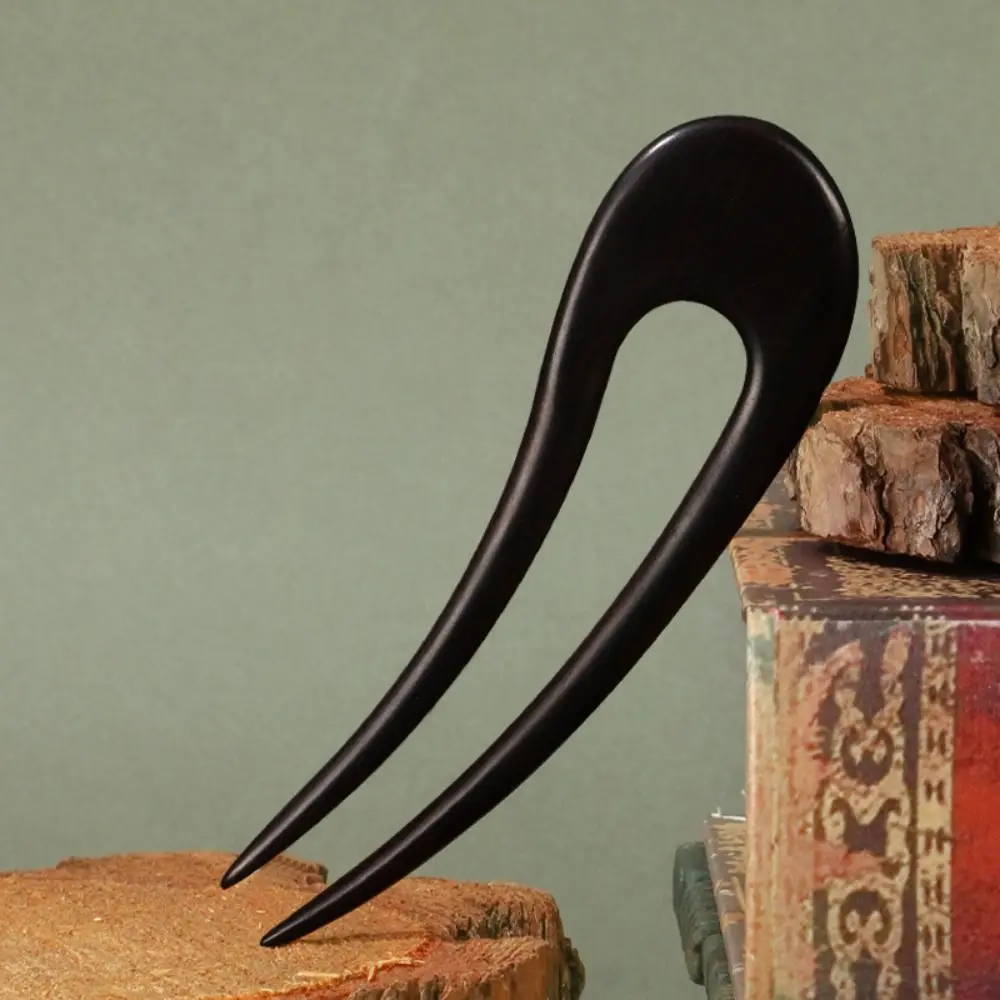 U Shaped Wooden Hair Sticks Vintage Retro Hair Forks Chinese Style Handmade Wood Hairpins and Clips Hair Styling Tool
