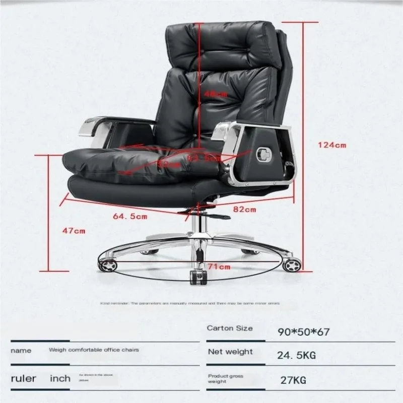 كرسي دوار للمكتب مصنوع من الجلد، كرسي كمبيوتر من جلد البقر الأصلي والبولي يوريثان للاستخدام المنزلي والمكتبي #2