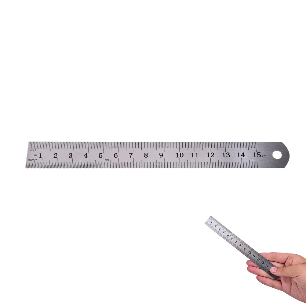 Stainless Steel Ruler 150MM Double-sided Ruler Ruler Art 0.5 CM Thickness Student Stationery Office Drawing Measuring Ruler