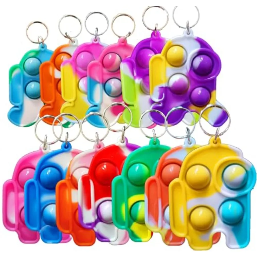 

Christmas Valentine Party Favors and Classroom Students Gifts, Push Fidget Bubble Fidget Sensory Bulk Mini Pop Keychain, Boys G