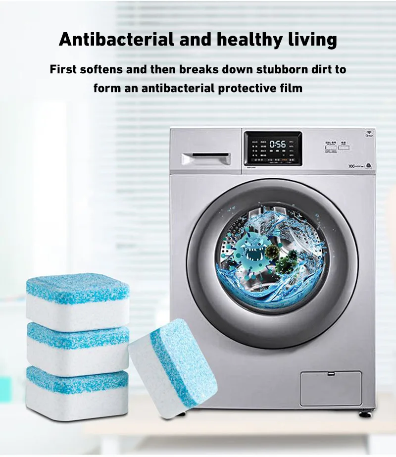 Washing Machine Cleaner Descaler Deep Cleaning Tablets for Washing Machines Safe Deodorizer Cleans Inside Drum Laundry Tub Seal