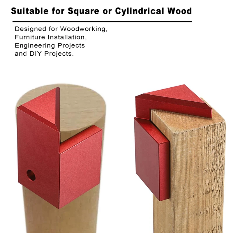 ABKD 센터 파인더 도구 견고한 알루미늄 합금 45도 각도 마커 사각형 또는 원형 목재 펜 센터 파인더, 빨간색