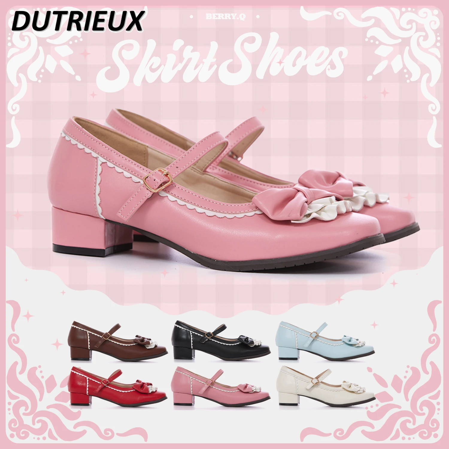 Spring Autumn Lolita Pumps for Lady Mary Jane Sweet Cute Elegant Retro Fashion Mid Heel Macaron Color Elegant Women's Shoes