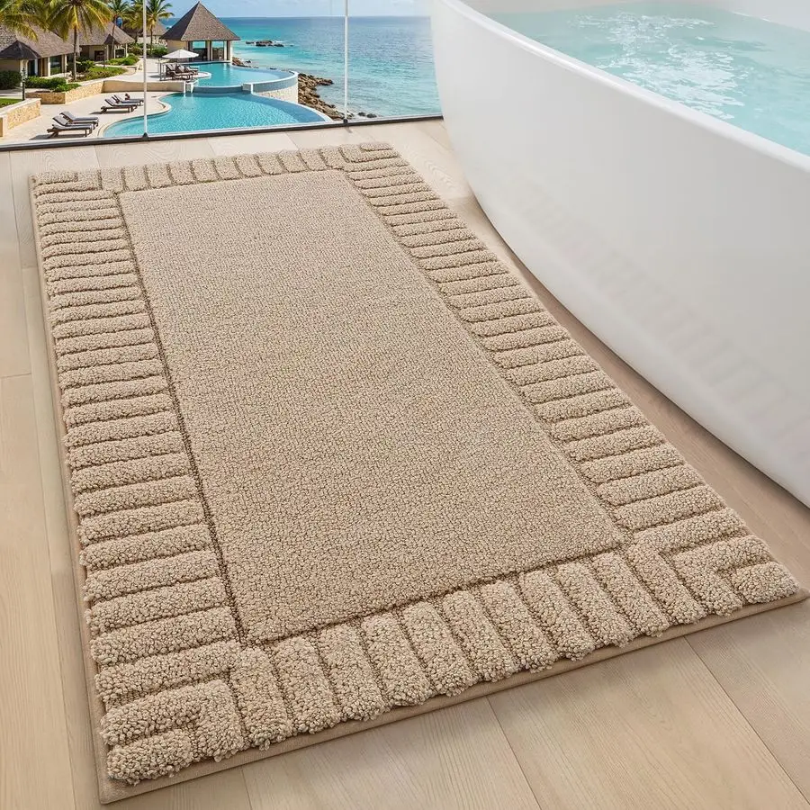 

Bathroom Rugs Non Slip with Rubber Backing, Extra Soft Plush Microfiber Bath Rug Absorbent, Machine Washable Bath Mat Quick Dry