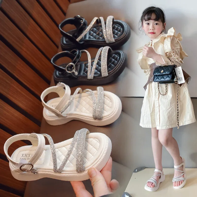 

Girls Summer Soft Bottom Open Toe Princess Sandals Children's Shoes Versatile Mid Size Toddler Footwear AE Stock Brand