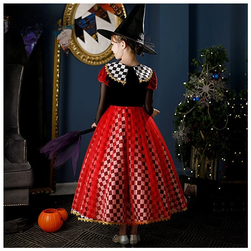 Alice in Wonderland Cosplay Costume Red Heart Queen Stage Performance loween Children's Outfit Polyester Fiber 00%