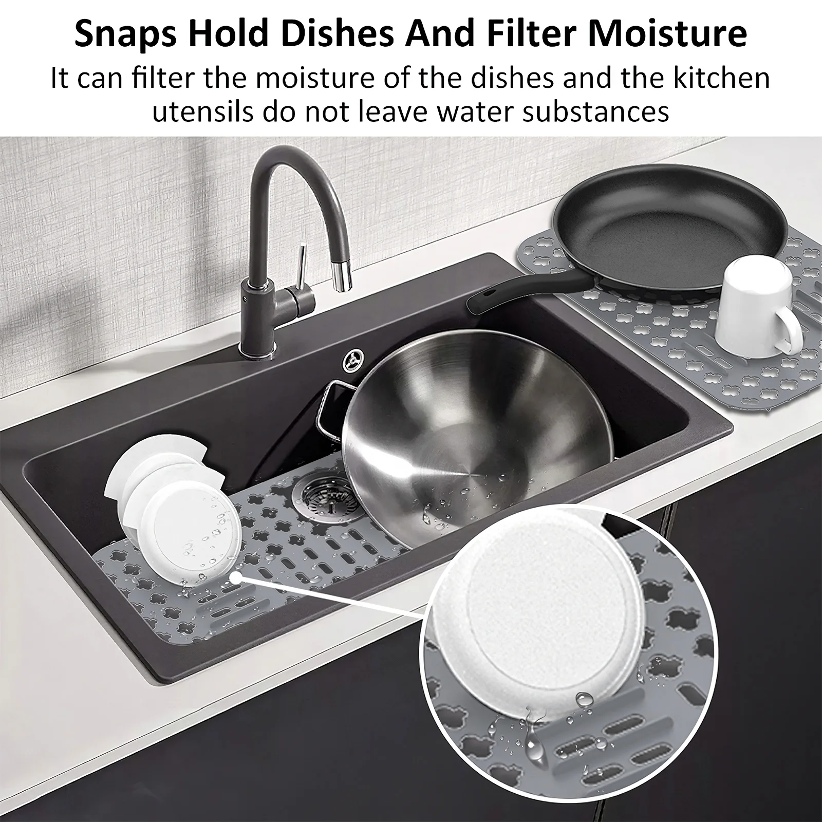 Silicone Drain Pad Sink Protector Heat Resistant Kitchen Hollow Sink Liner Non Slip DIY Cuttable Drain Mat Countertop Drain