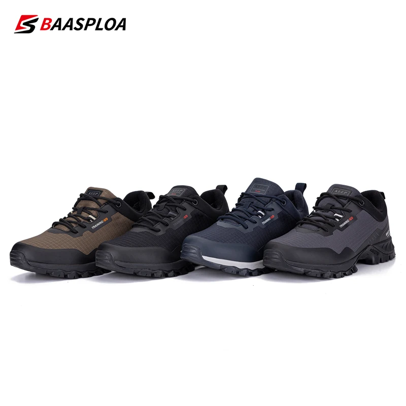 Baasploa New Man\'s Hiking Shoes Fashion Waterproof Male Outdoor Sneakers Comfortable Shoes Men Anti-Slip Wear-Resistant Footwear