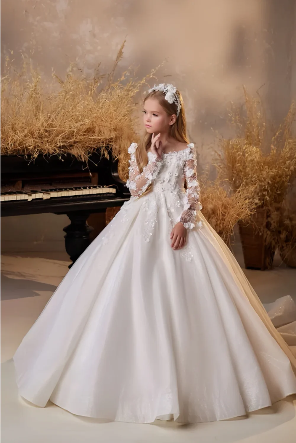 

Luxury Flower Girl Dresses for Kids Princess Customized Appliqued Ball Gown Wedding Event Party Birthday Gowns