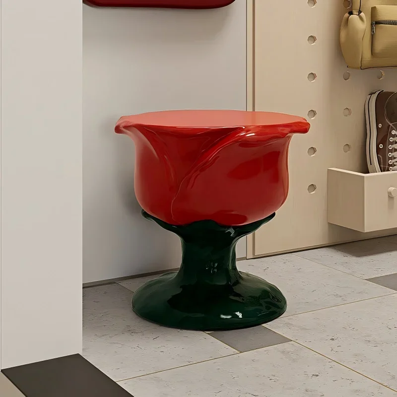 

Luxury modern rose stool high-end small size ottoman living room entrance door bedroom shoe change creative barrier-free low