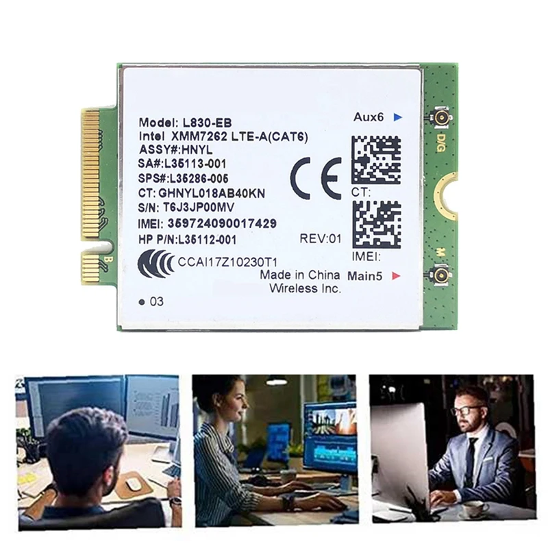 L830-EB WIFI-карта + 2 антенны 4G LTE L830 L35286-005 Модуль LTE Cat6 300 Мбит/с для HP 640 650 G5 840 846 850 G6 X360 830