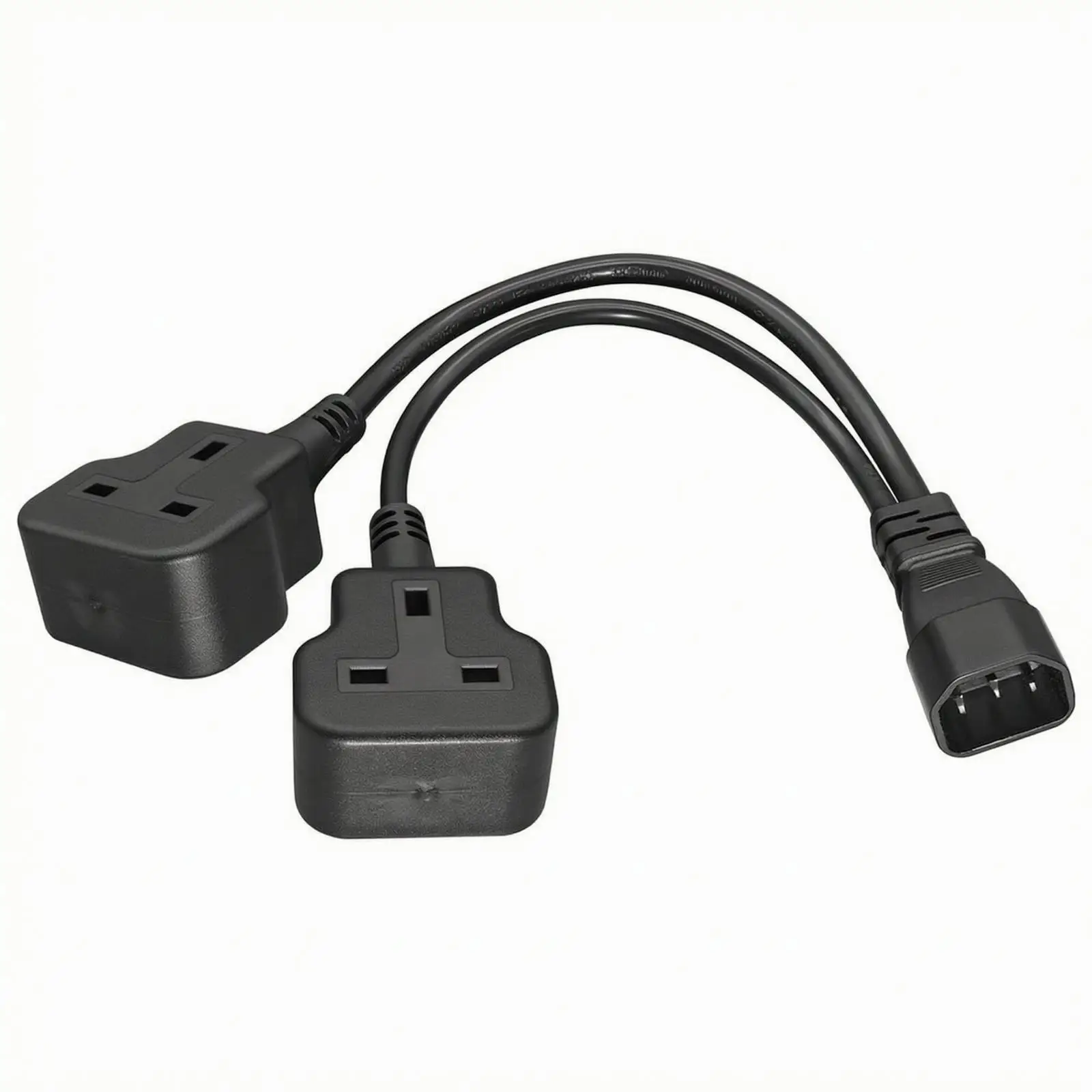3 Port Power Cable Adapter C14 to UK Socket Y Splitter for Desktop Server Power Distribution