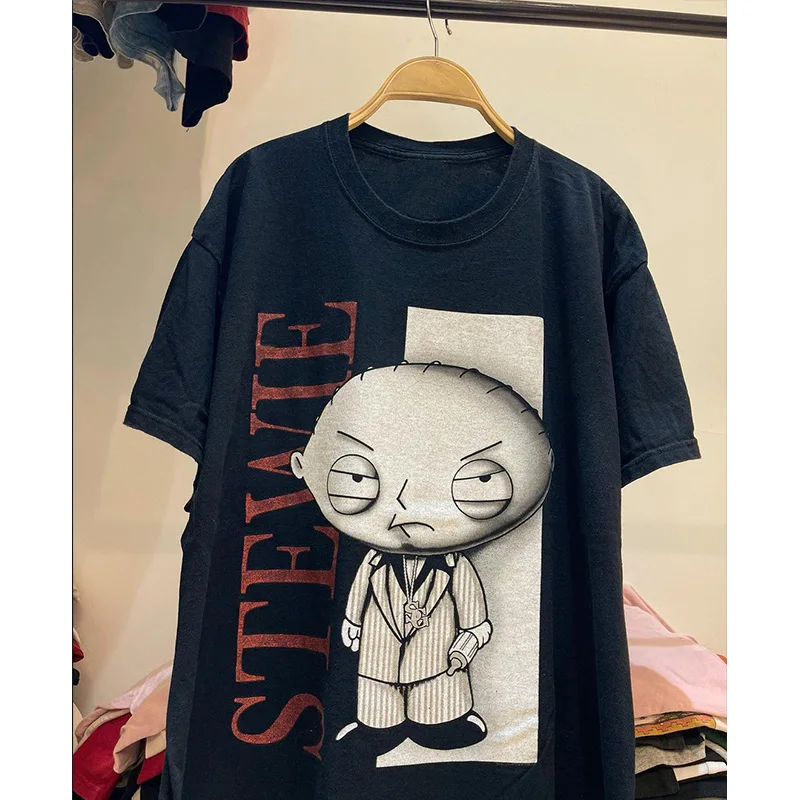 2025 نموذج جديد بيتر غريفين تي شيرت روك عادية الشارع الرياضة فضفاض حجم كبير الرجال تي شيرت كامل الفتاة تي شيرت الأزواج نفس النمط