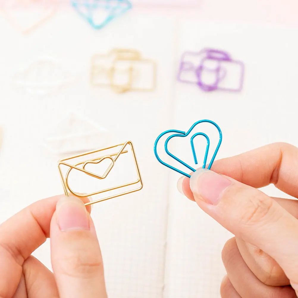 

60 Pcs Hollow Paper Clip Set Decorative Clips Multi-function Hollow-out Lovely Shape File Desk Accessories